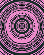 Pink And Black Concentric Pattern Design Rug