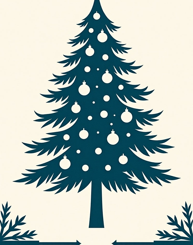 Deep Teal Festive Tree Ornaments Design Rug