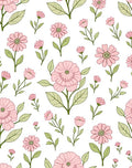Pink Floral Botanical Pattern Rug
