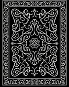Elaborate Floral Outline Pattern Rug