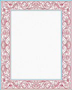 Ornate Red Blue Floral Scroll Border Rug