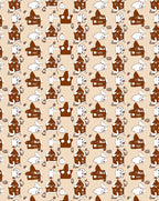 Whimsical Cartoon Houses Rabbits Pattern Rug
