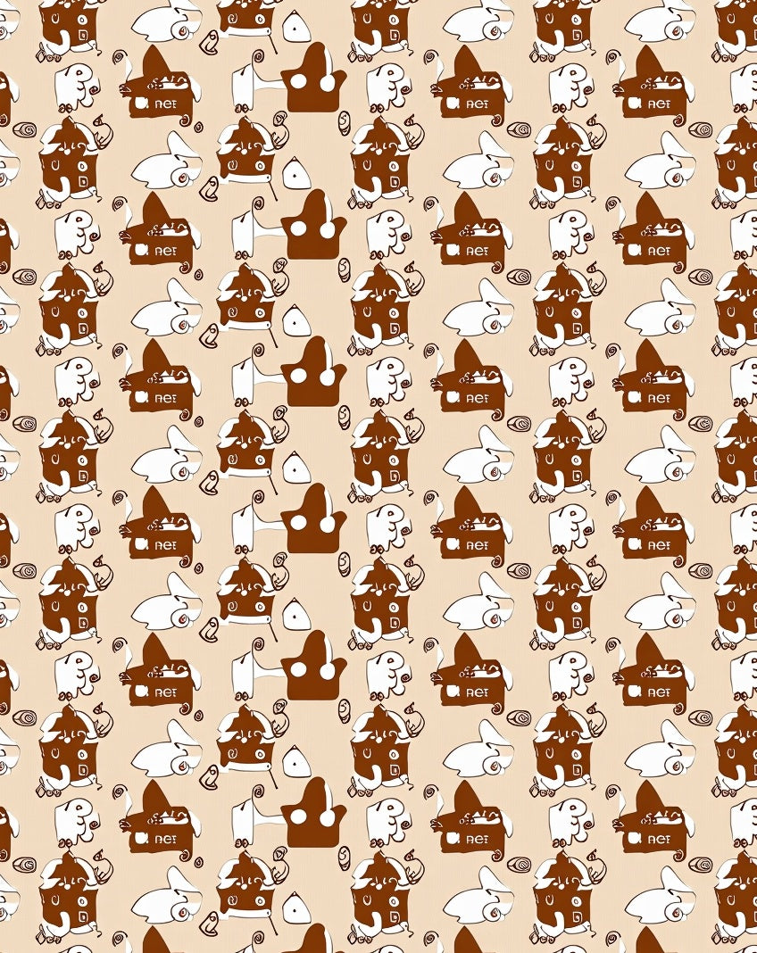 Whimsical Cartoon Houses Rabbits Pattern Rug