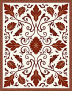 Art Nouveau Floral Swirl Leaf Pattern Rug
