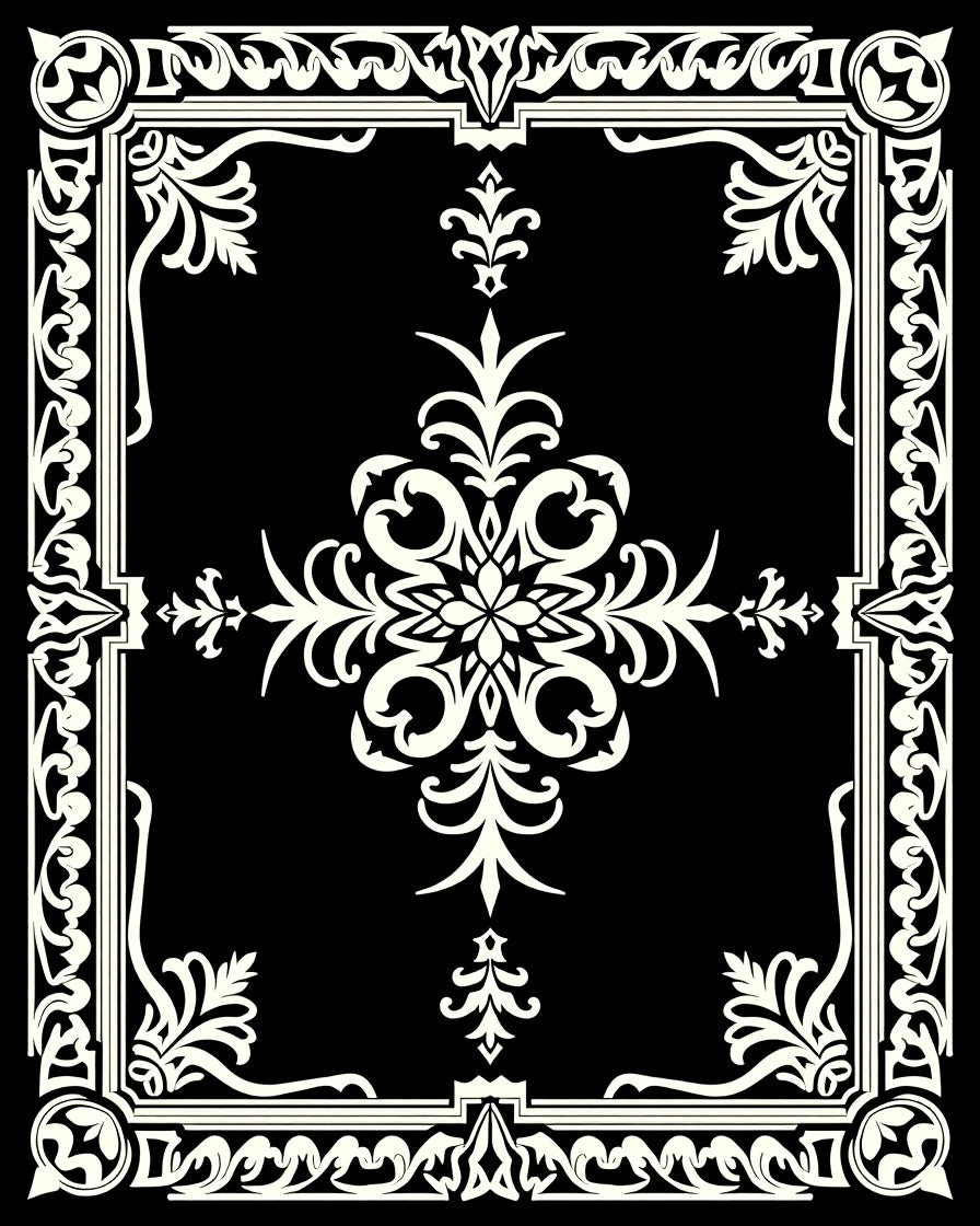 Ornate Floral Scrollwork Accent Rug