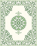 Green Floral Medallion and Border Rug