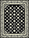 Elegant Black Floral Border Design Rug