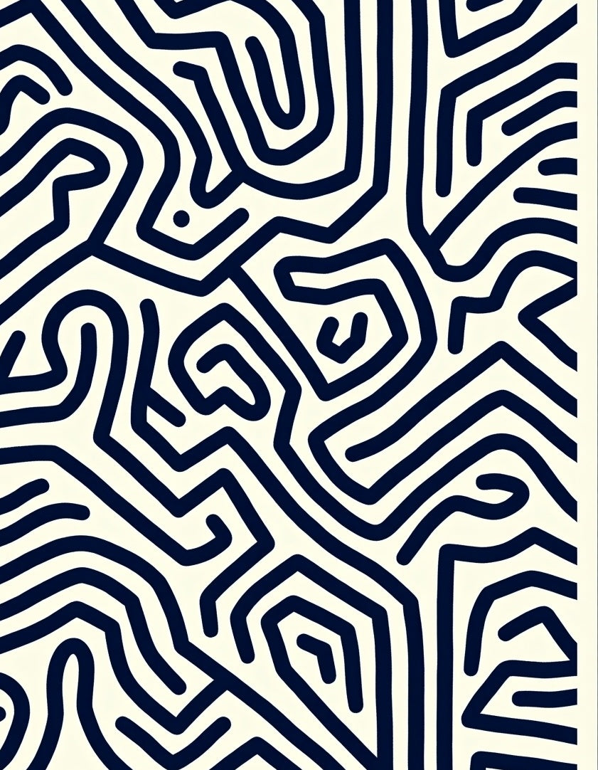 Abstract Maze Pattern Design Rug