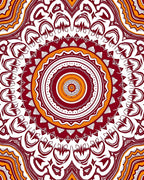 Maroon Orange Intricate Mandala Pattern Rug