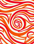 Dynamic Red Orange Swirl Pattern Rug