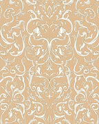 Damask Style Scrolling Floral Pattern Rug
