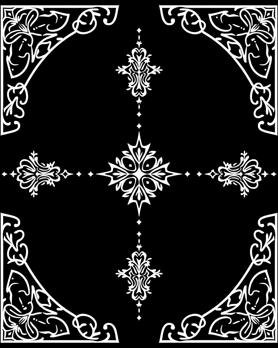 Ornate White Floral Symmetry Rug