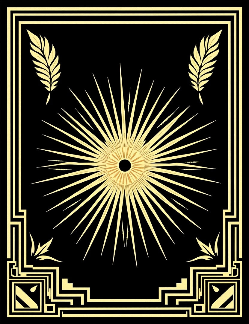 Golden Sunburst Geometric Frame Rug