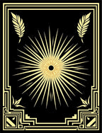 Golden Sunburst Geometric Frame Rug