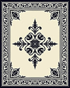 Classic Black Cream Floral Medallion Rug