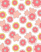 Whimsical Pastel Floral Doodle Rug