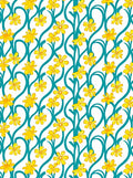 Yellow Floral Vines Pattern Rug