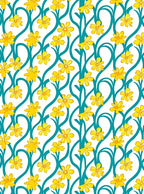 Yellow Floral Vines Pattern Rug
