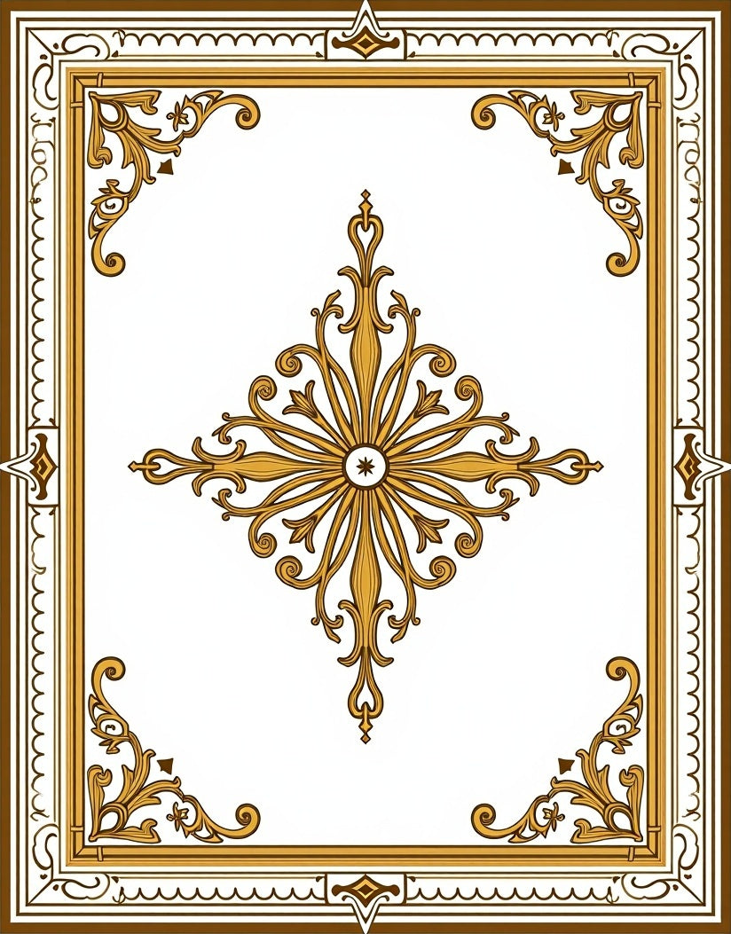Ornate Gold Brown Floral Medallion Rug