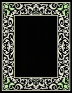 Ornate Green Leaf Scroll Border Rug