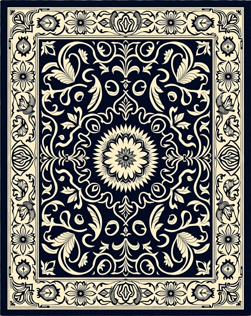 Vintage Floral Swirl Pattern Rug