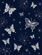 White Butterfly And Starburst Pattern Rug