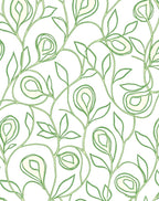 Green Swirl Floral Vine Pattern Rug