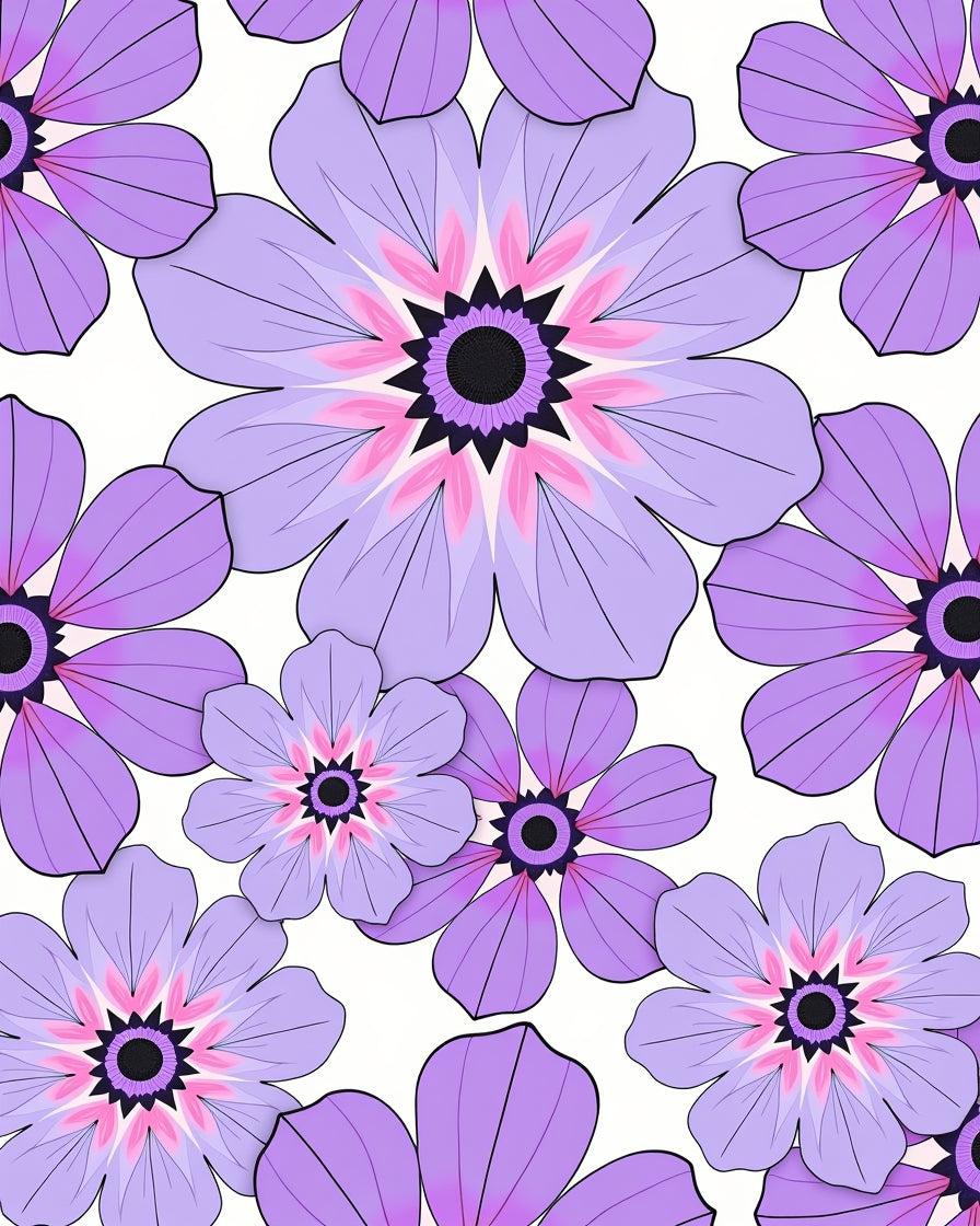 Purple Daisy Mandala Pattern Rug