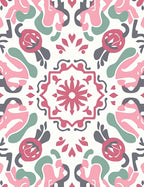 Whimsical Pastel Floral Medallion Pattern Rug