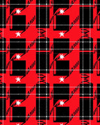 Bold Red Black White Plaid Stars Rug