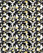 Abstract Black Gold Leaf Art Rug