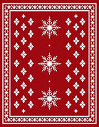 Red Snowflake Patterned Festive Rug