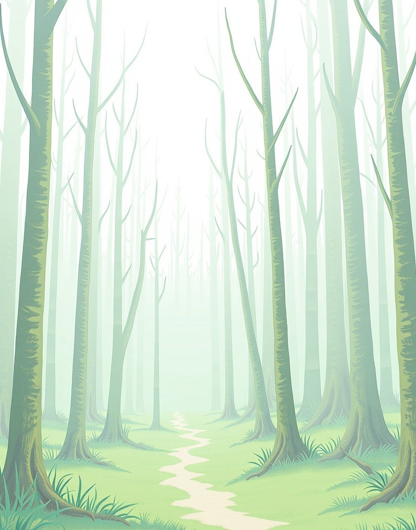 Misty Forest Path Nature Design Rug
