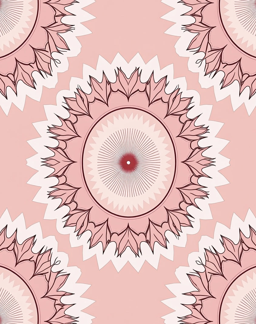 Soft Pink Mandala Geometric Pattern Rug