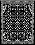 Classic Black White Floral Scroll Rug