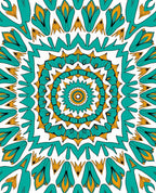 Teal Yellow Floral Mandala Pattern Rug