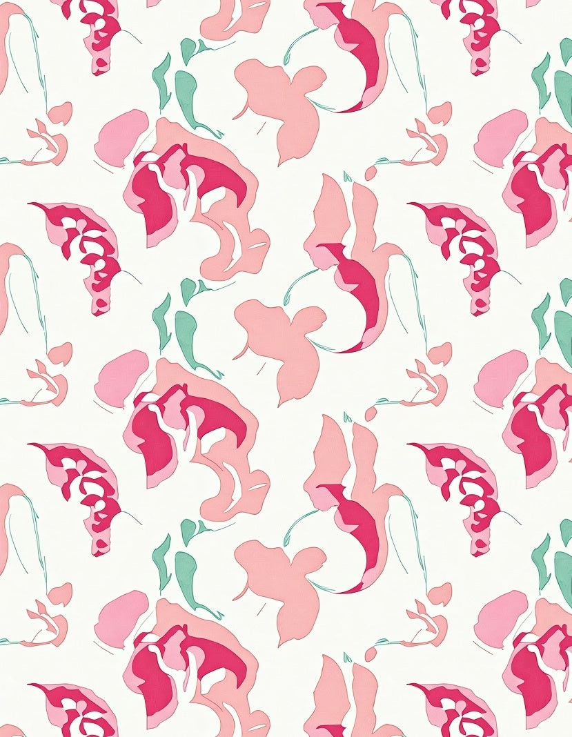 Abstract Pink Floral Shape Pattern Rug