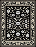 Classic Floral Scrollwork Black Cream Rug