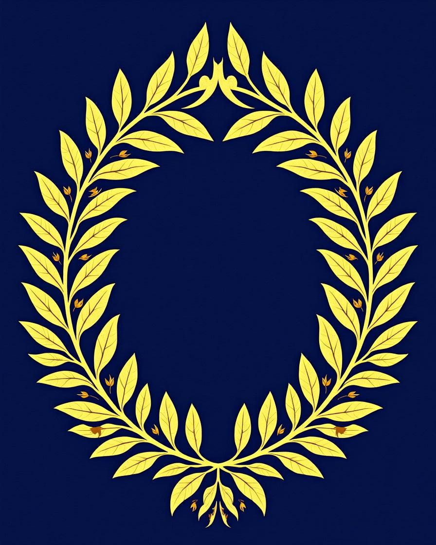 Golden Laurel Wreath Floral Rug