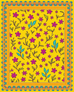 Yellow Floral Vines Design Rug