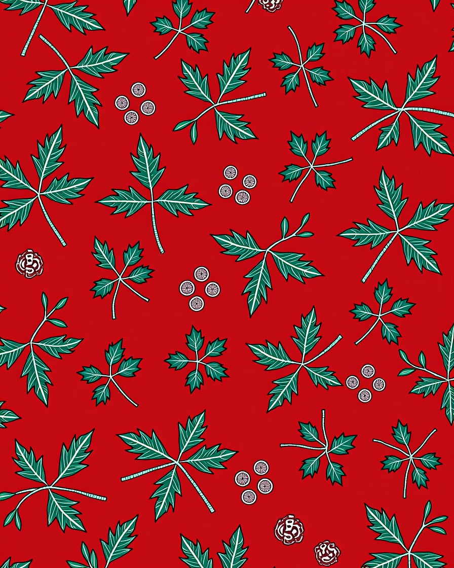 Festive Leafy Botanical Pattern Design Rug
