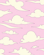 Whimsical Cloud Pattern Pink Design Rug