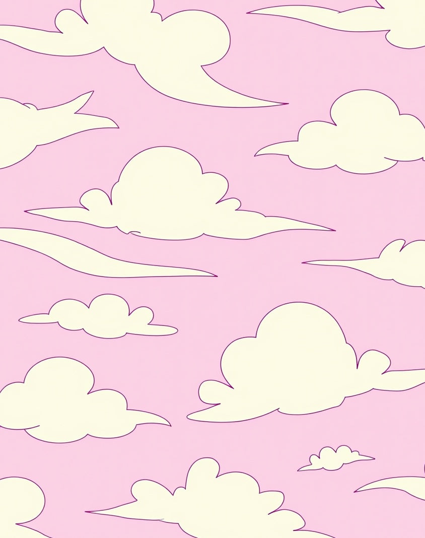 Whimsical Cloud Pattern Pink Design Rug