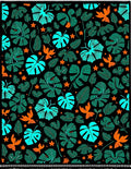 Vibrant Tropical Leaves Orange Birds Rug
