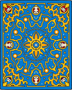 Azure Golden Sunburst Medallion Rug