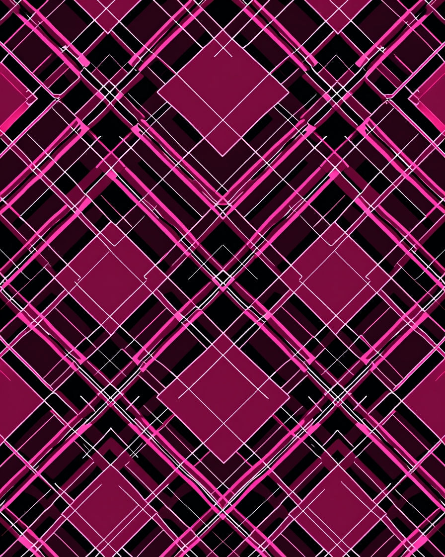 Geometric Pink Black Line Art Pattern Rug