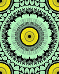 Vibrant Yellow Mint Black Medallion Rug