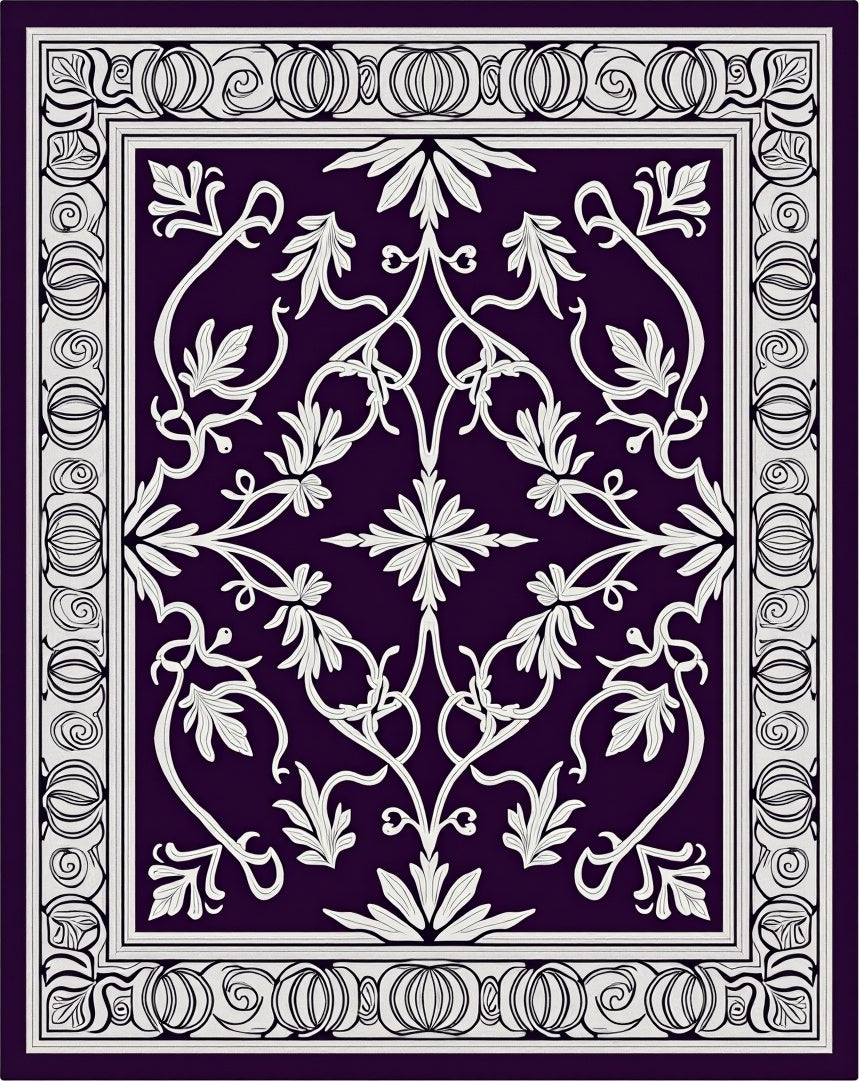 Elegant Floral Vine Scroll Pattern Rug