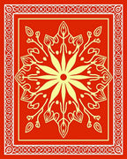 Bold Red Yellow Floral Mandala Rug