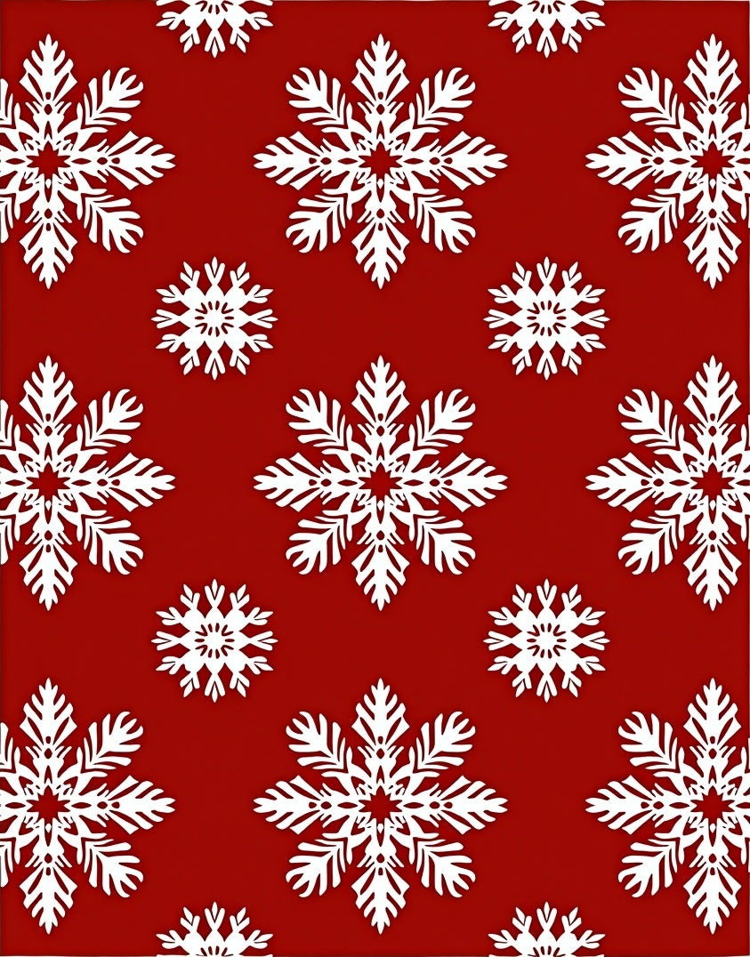 Red Snowflake Pattern Textile Rug